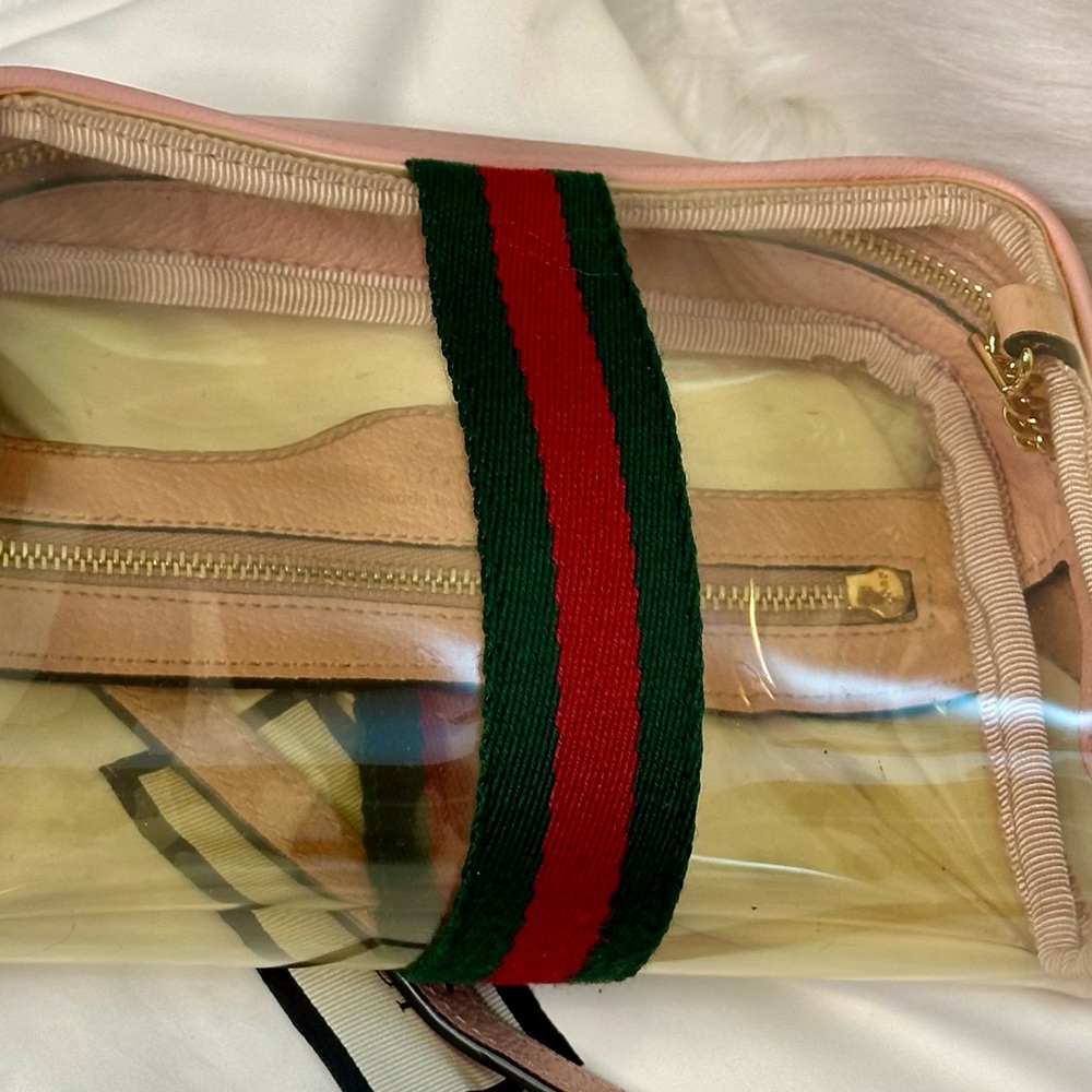 Gucci Pink Clear PVC Crossbody with Web Stripe and Gold Hardware - Picture 15 of 15